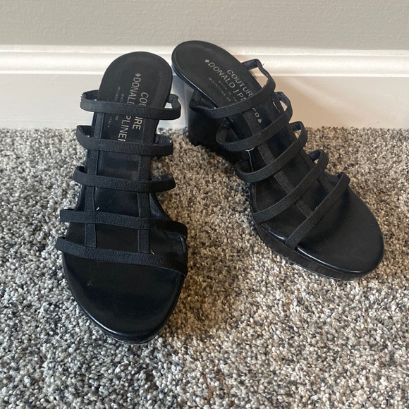 Vintage Donald J Pliner Couture Black Wedges Heels Size 8